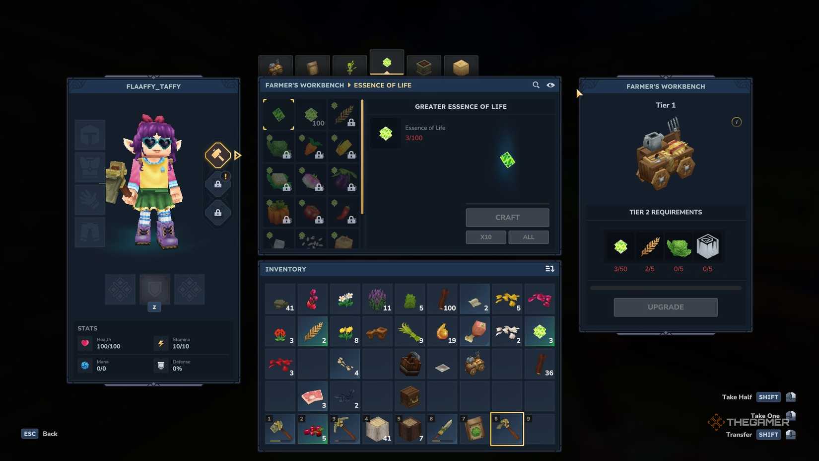 Receptet på en större livsessens i bondens arbetsbänk i Hytale.-1