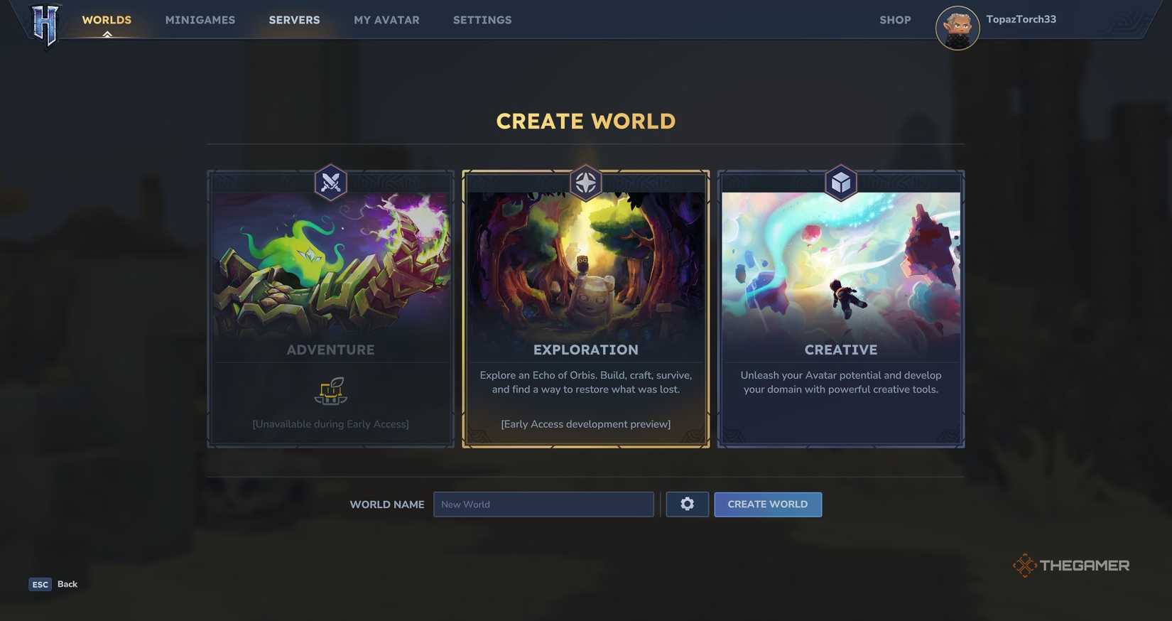 The three available game modes in Hytale.