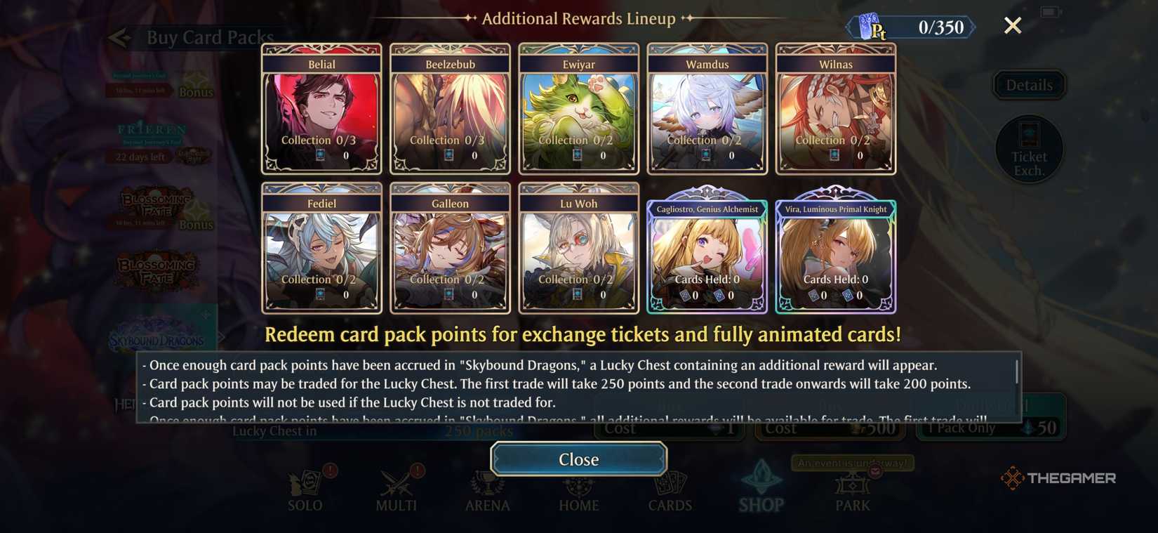 Skybound Dragons redeems ticket leader on banner for Shadowverse: Worlds Beyond.