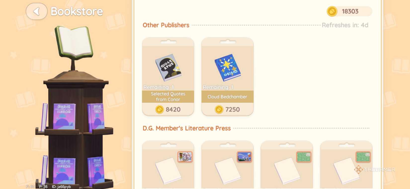 Select books provided by Heartpia players and NPCs at the bookstore.