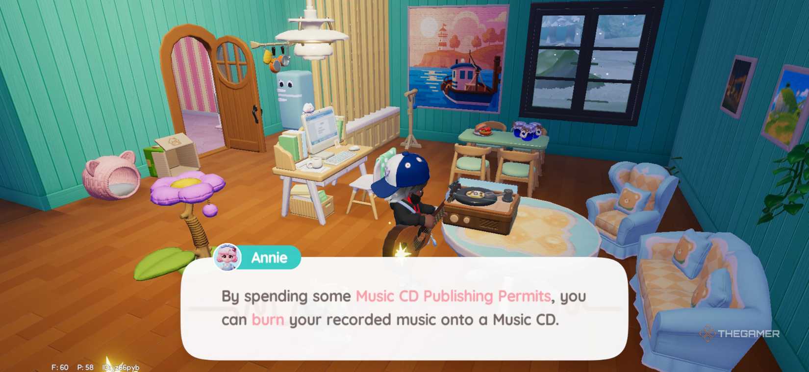 Player receiving a call from Annie about burning music to CD from Heartopia.