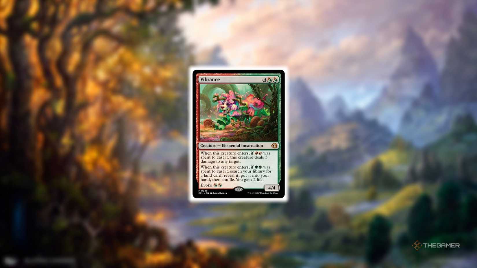 Vibrance card art from MTG Lorwyn Eclipsed against a plain.