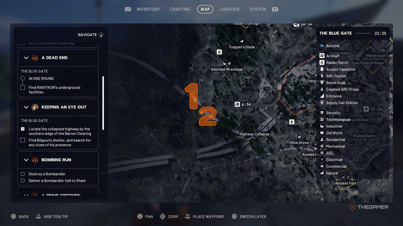 Close the southwest corner of The Blue Gate with 1 and 2 oranges edited in the Arc Raiders' quest objective locations.