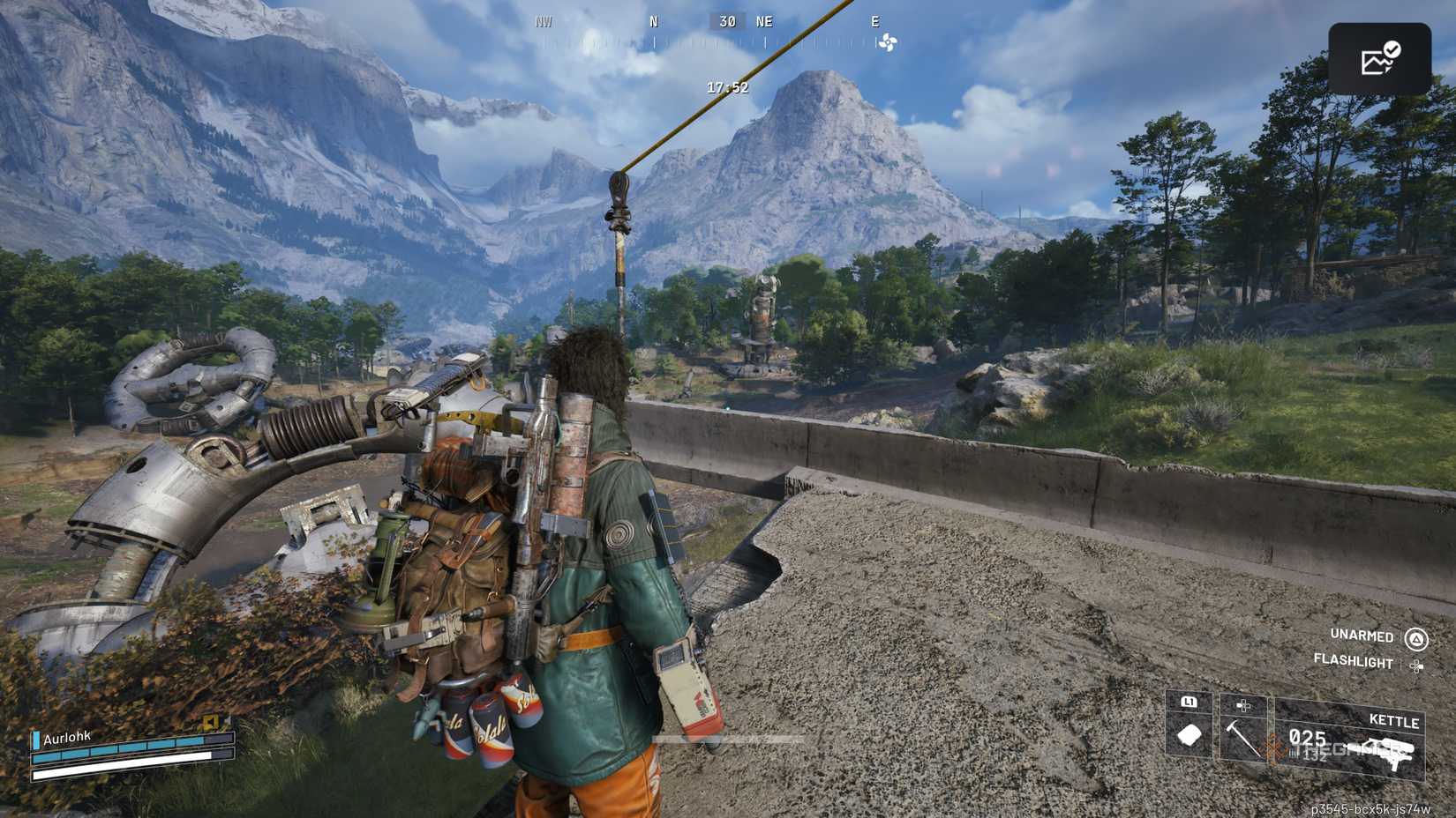 Player radar looking at a zipline placed on the edge of a highway wreck in The Blue Gate from Arc Raiders.