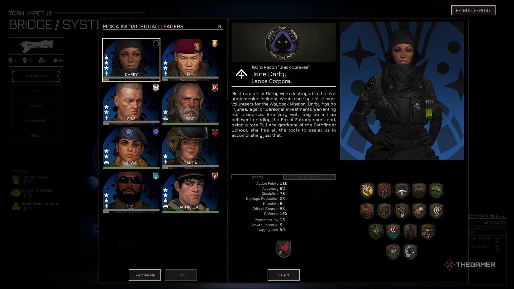 Jane Darby, squad leader in Menace.