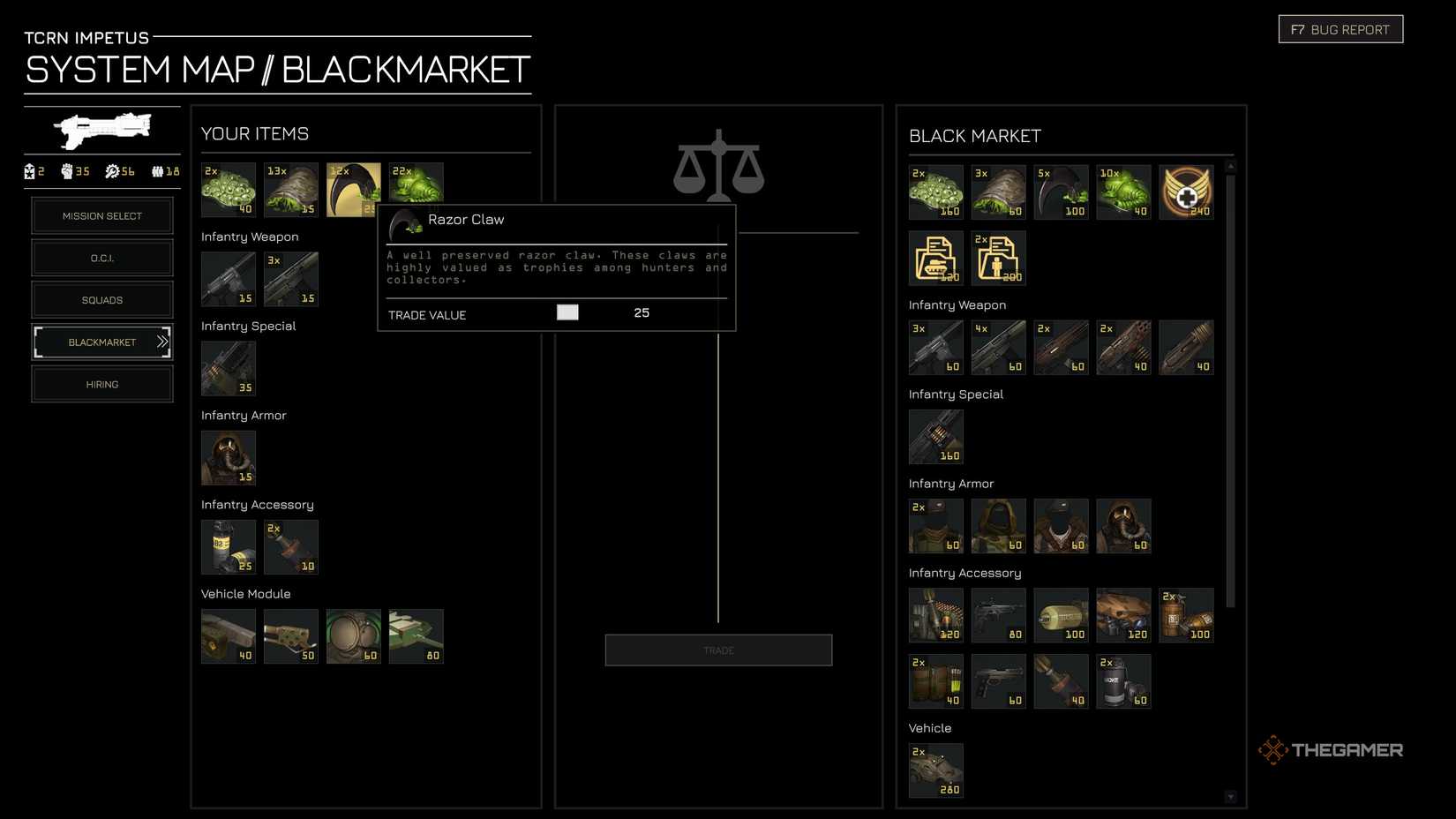 Razor claw highlighted on the black market in menace.