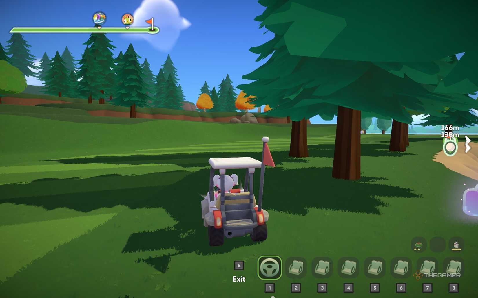 Take the golf cart in Super Battle Golf.