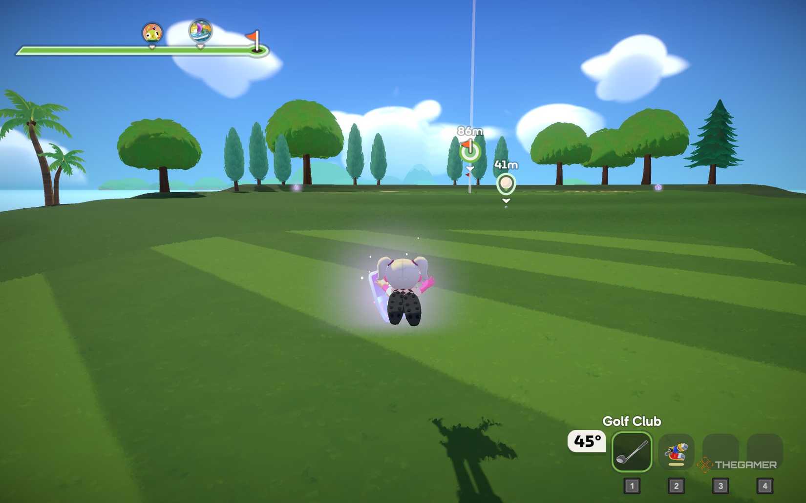 Character competing in Super Battle Golf.