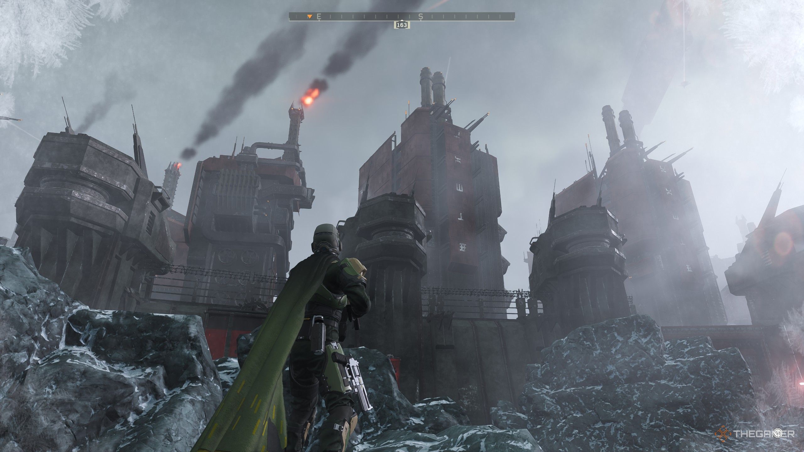 The player destroying the Vox Engine in Helldivers 2. 