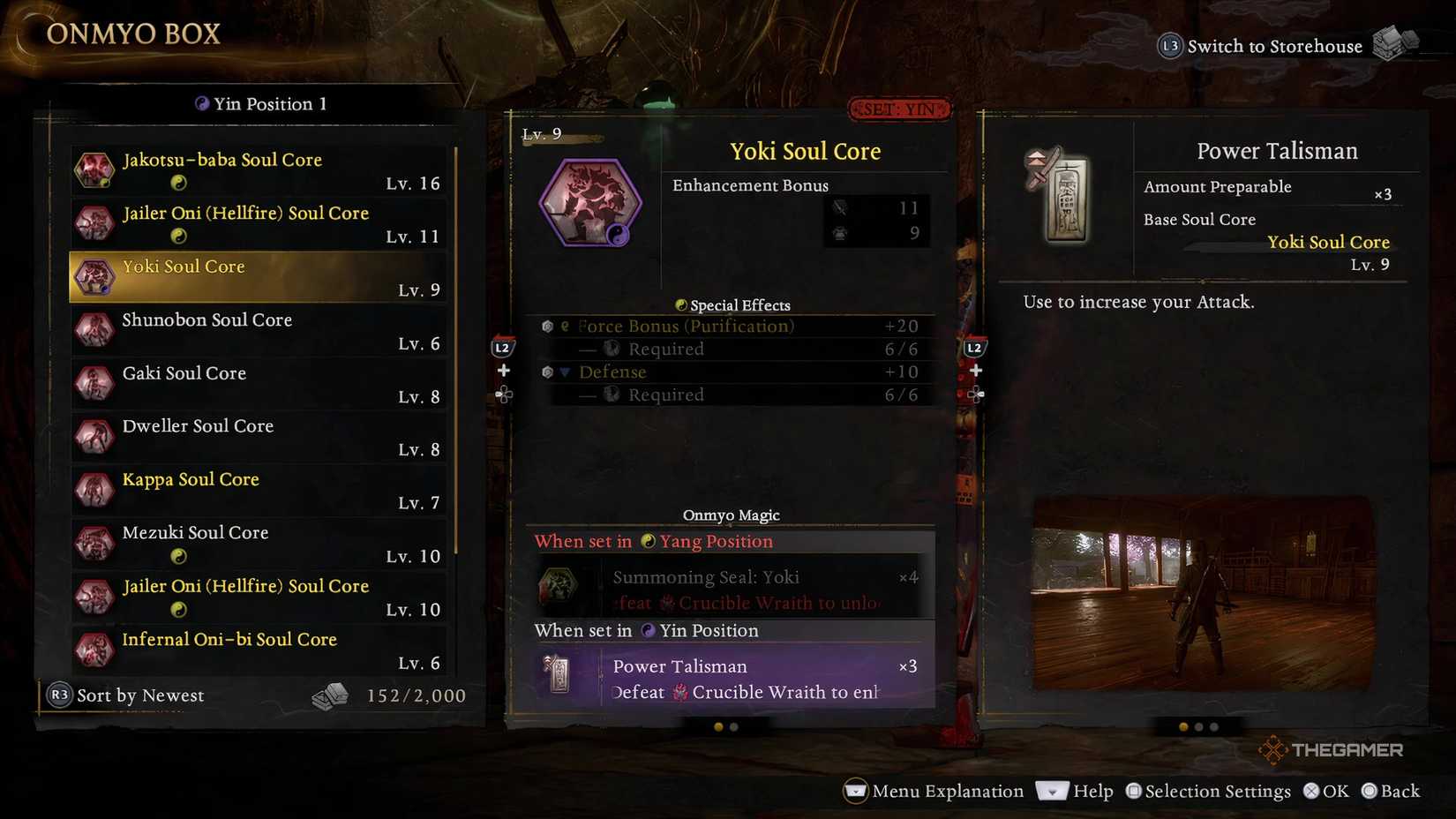 Part of the best Odachi weapon build is the Yoki Soul Core from Nioh 3.