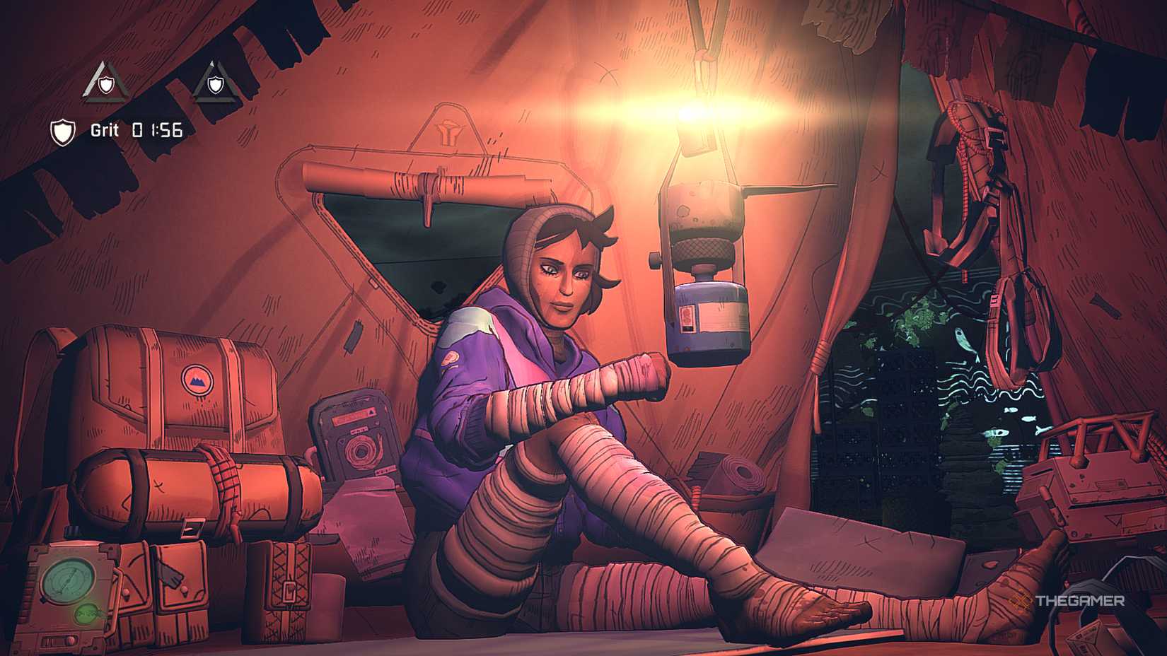 Aave in tent at Kern.