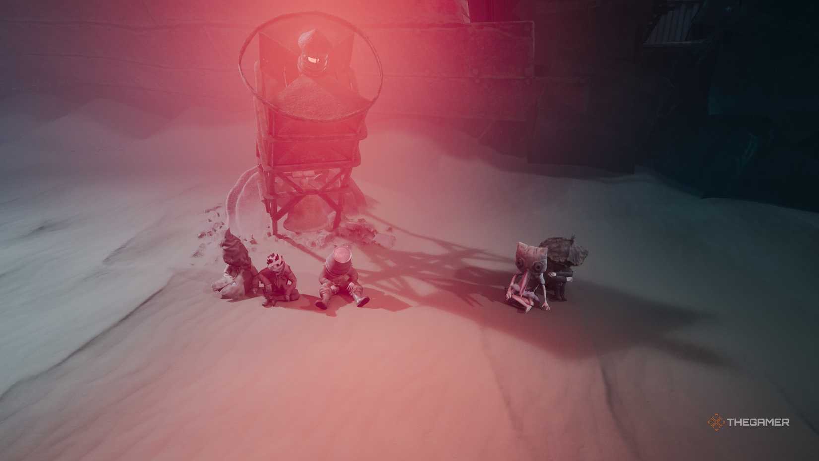 All five kids in Reanimal resting by a buoy.