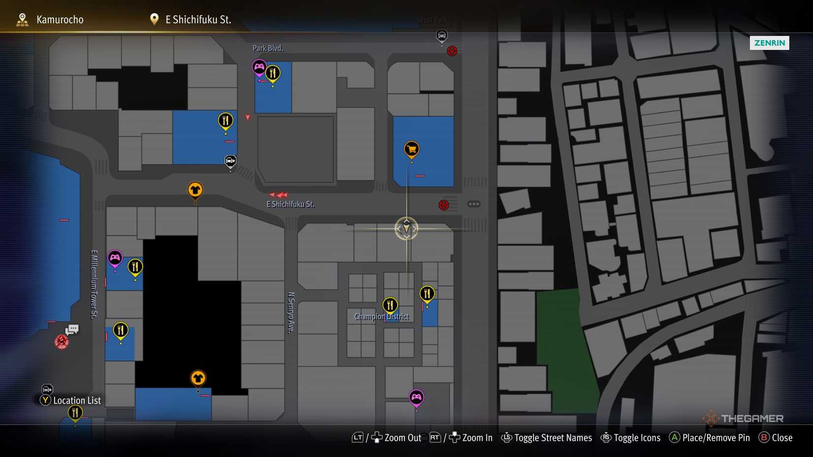 B2 Kamurocho locker key location on the map in Yakuza Kiwami 3.