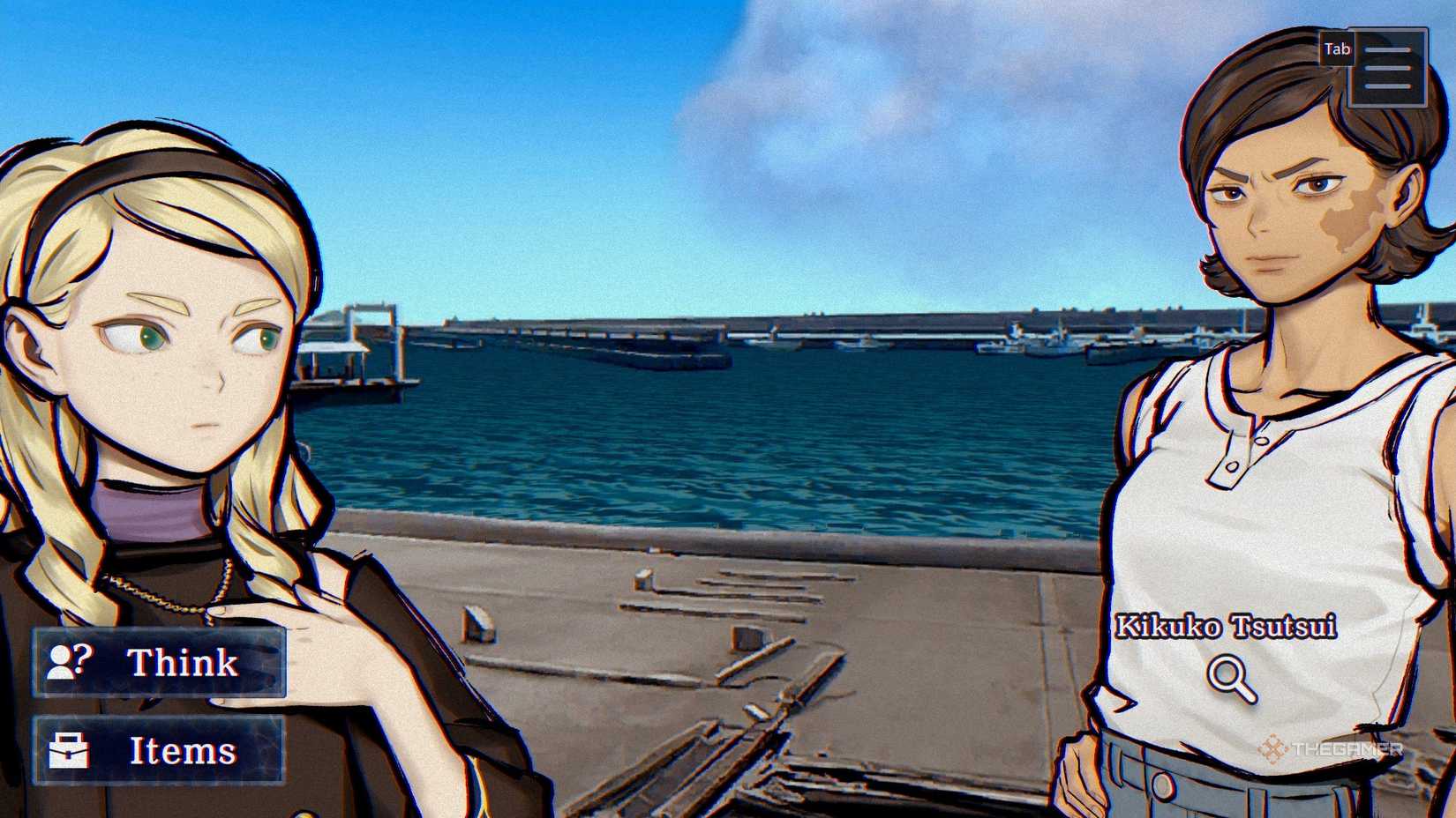 Circe and Kikuko on the pier in Paranormasight The Mermaid's Curse.