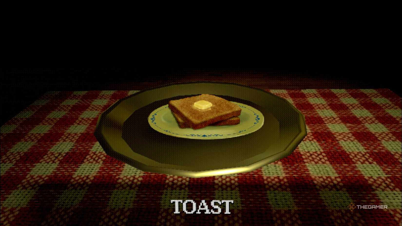 Creature Kitchen, plate of toast with butter on it.