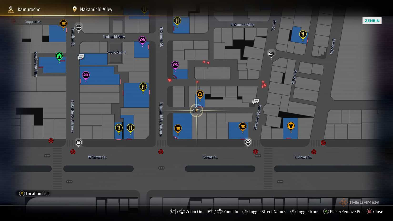 D4 Kamurocho locker key location on the map in Yakuza Kiwami 3.