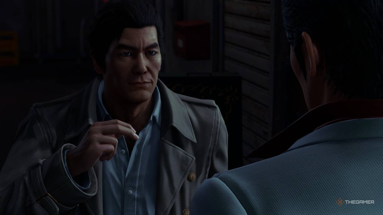 Meet smoking an invisible cigarette in Yakuza Kiwami 3.