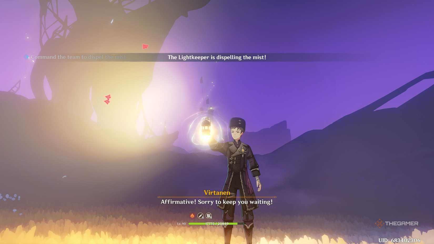 Dispelling the mist in Genshin Impact in Varka's story chapter.