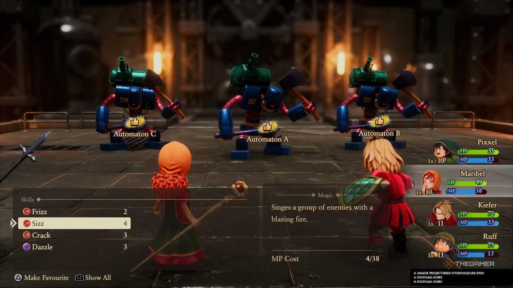 Maribel using Sizz in the Automatons in Dragon Quest 7 Reimagined.