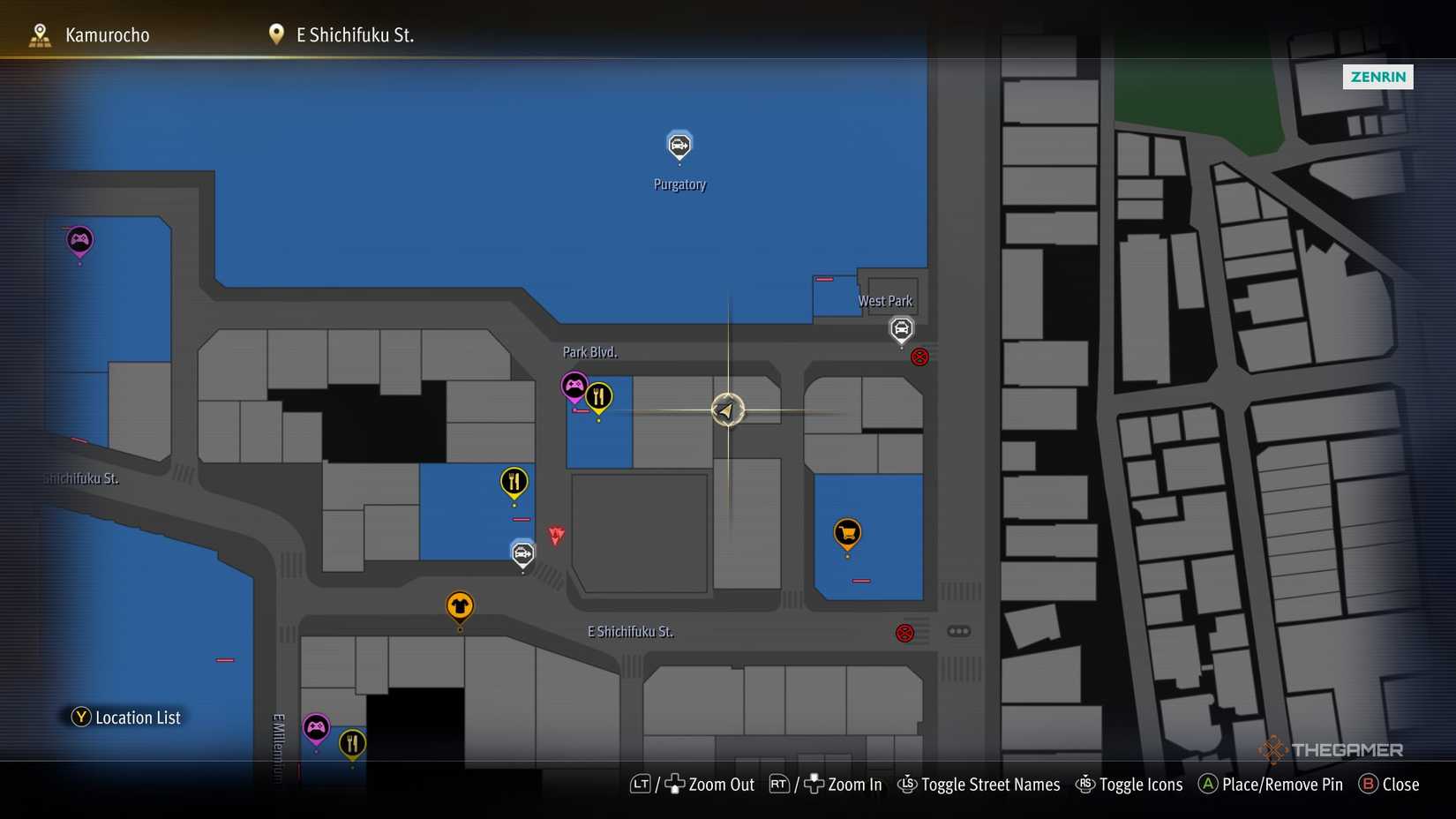 G1 Kamurocho locker key location on the map in Yakuza Kiwami 3.