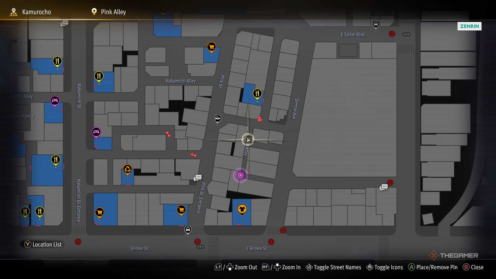 G2 Kamurocho locker key loation on the map in Yakuza Kiwami 3.