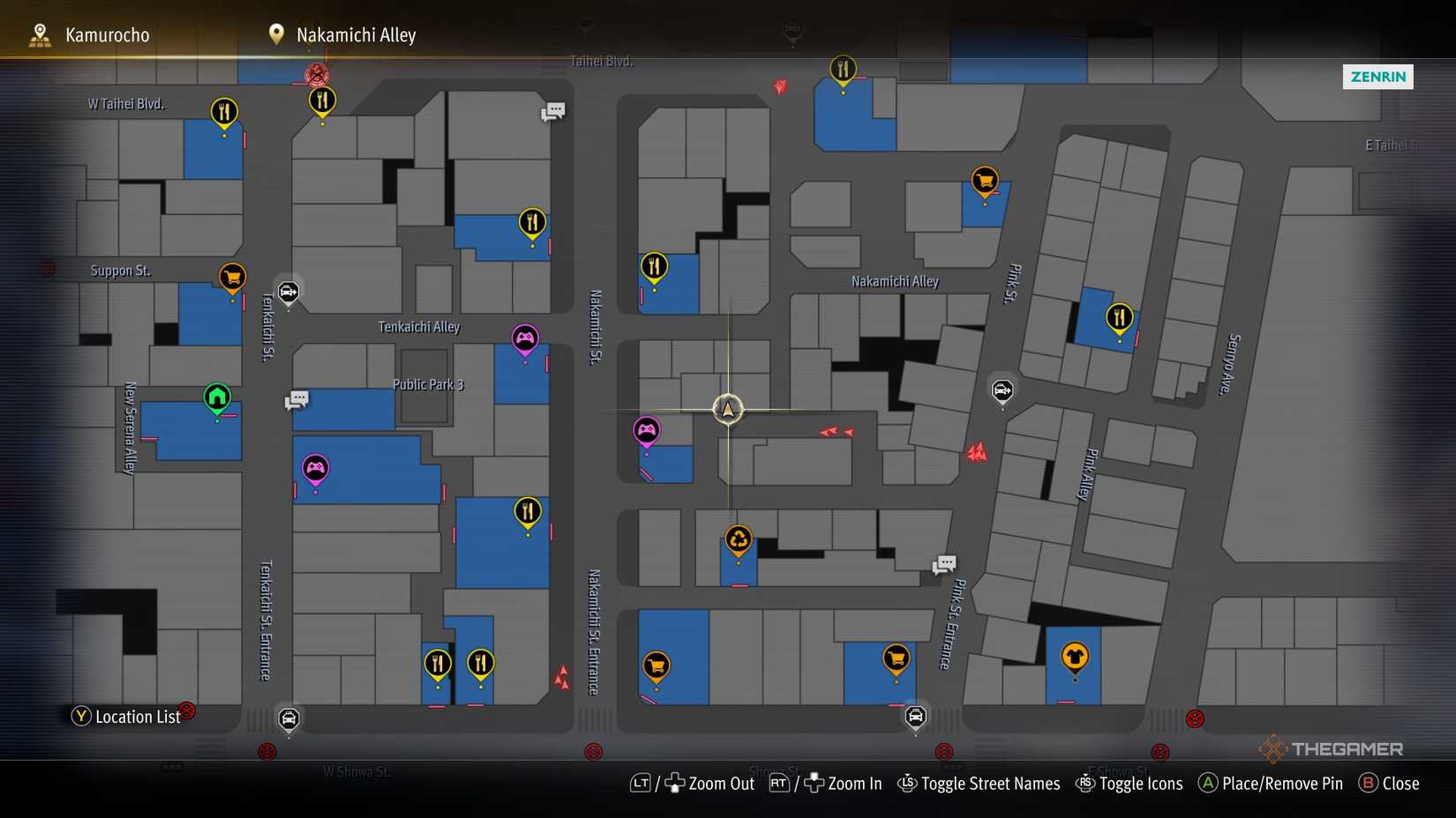 G3 Kamurocho locker key location on the map in Yakuza Kiwami 3.