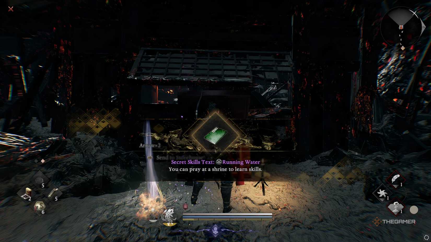 Getting the running water secret skill text in Nioh 3.