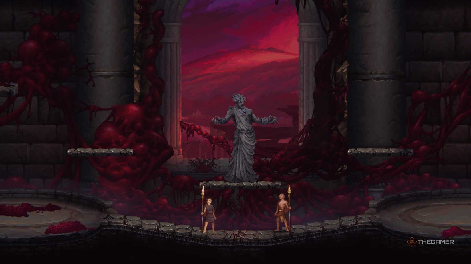 A player defeating the Alastair boss in Gods of War: Sons of Sparta.