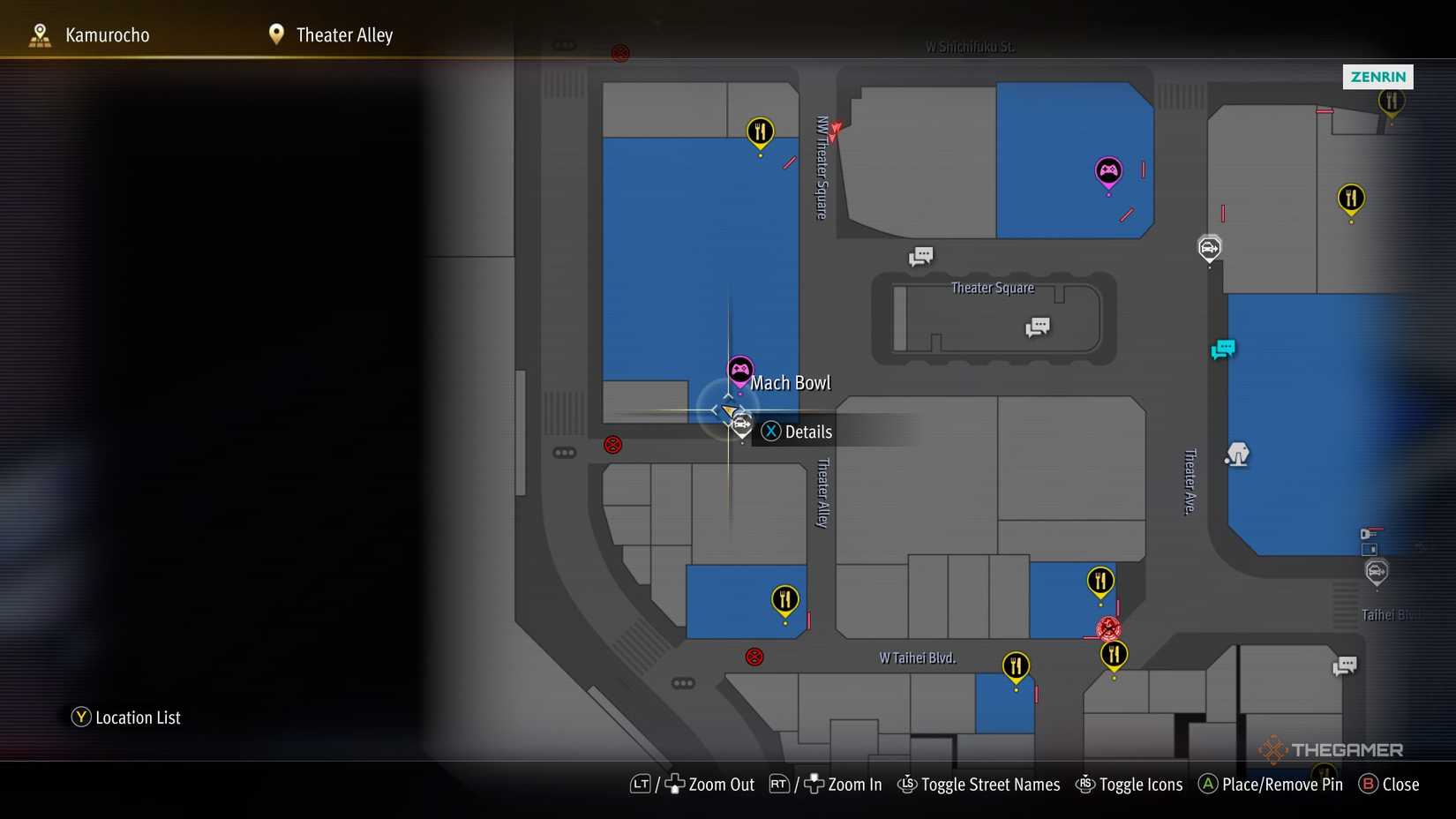 H1 Kamurocho locker key location on the map in Yakuza Kiwami 3.