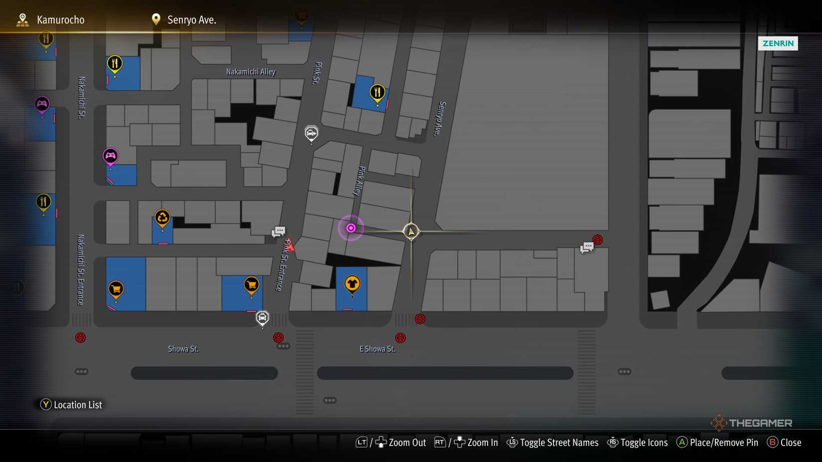 H2 Kamurocho locker key location on the map in Yakuza Kiwami 3.