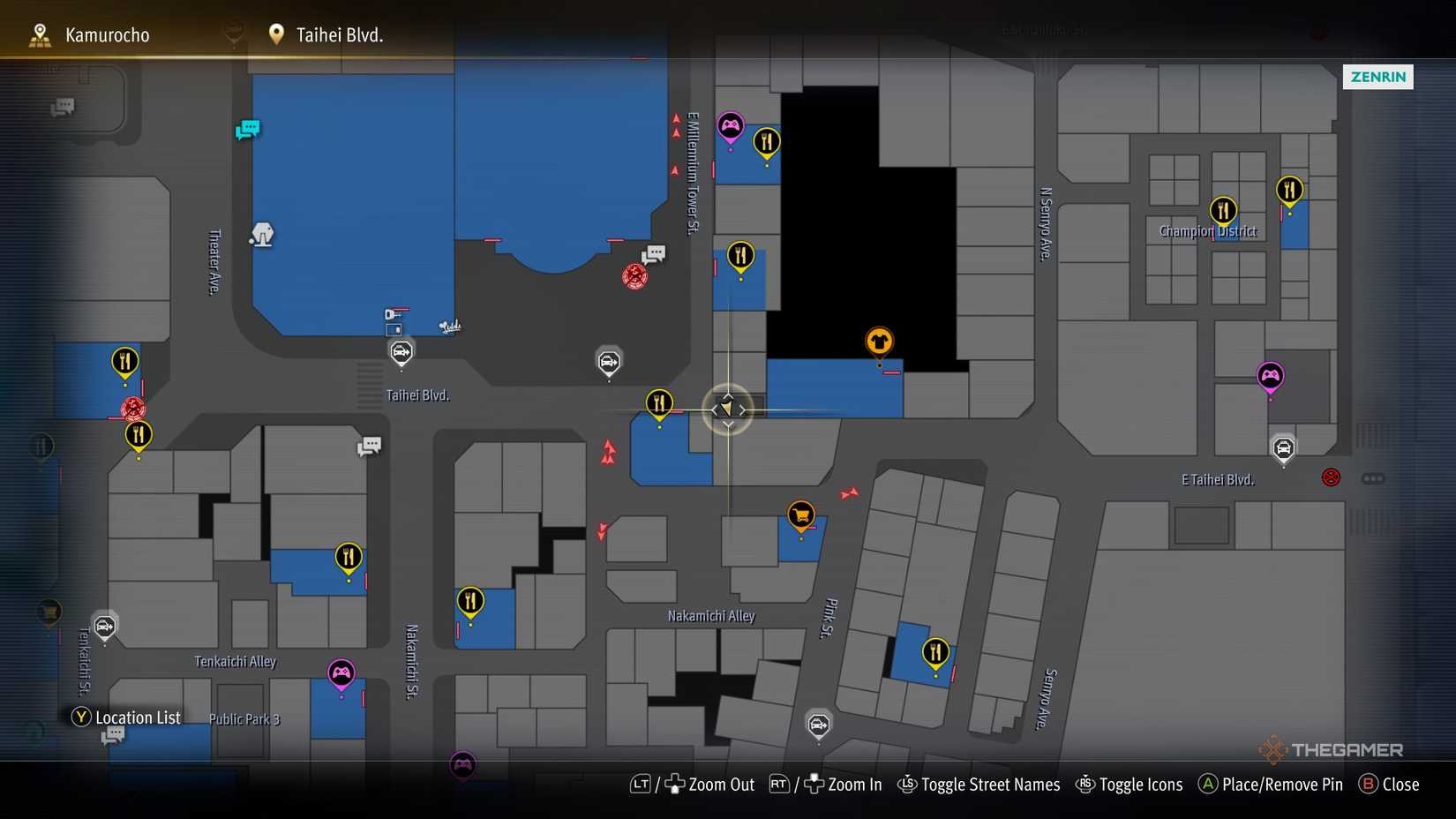 H3 Kamurocho locker key location on the map in Yakuza Kiwami 3.