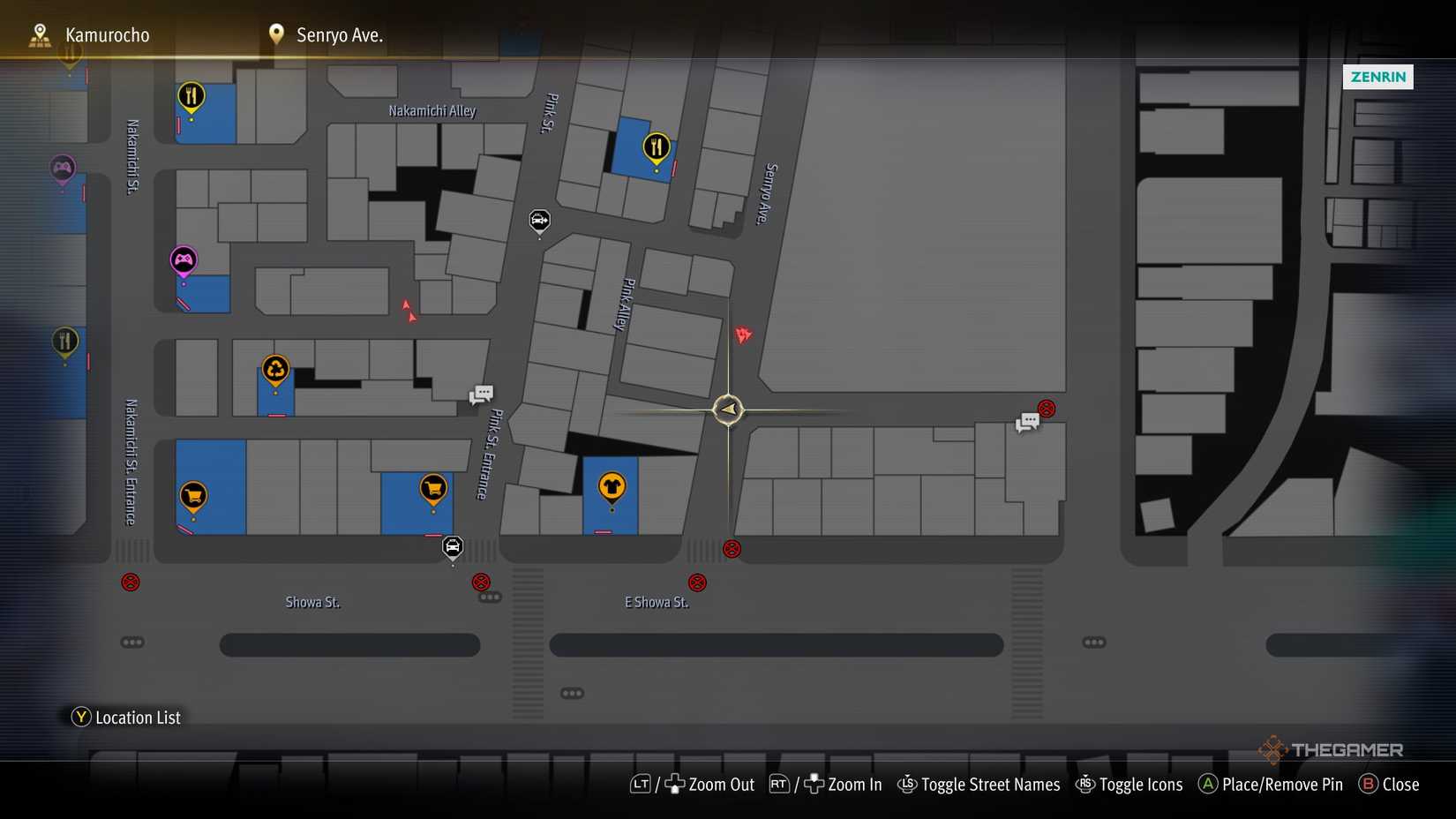 H5 Kamurocho locker key location on the map in Yakuza Kiwami 3.