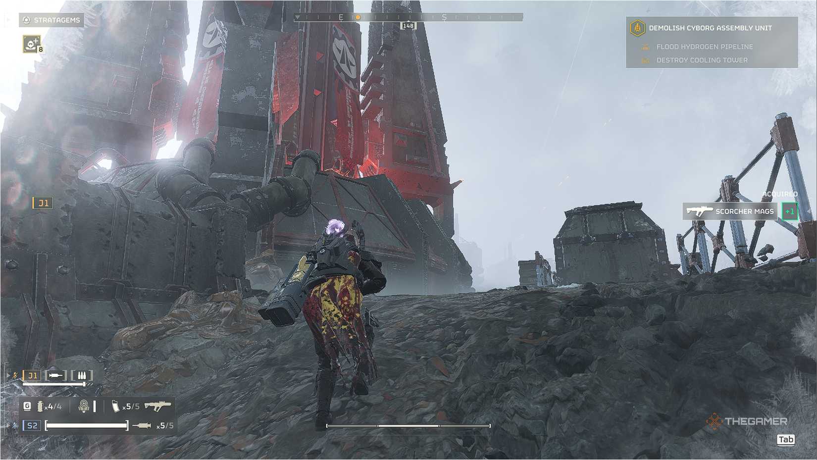 Helldivers 2 Approaching the control tower.