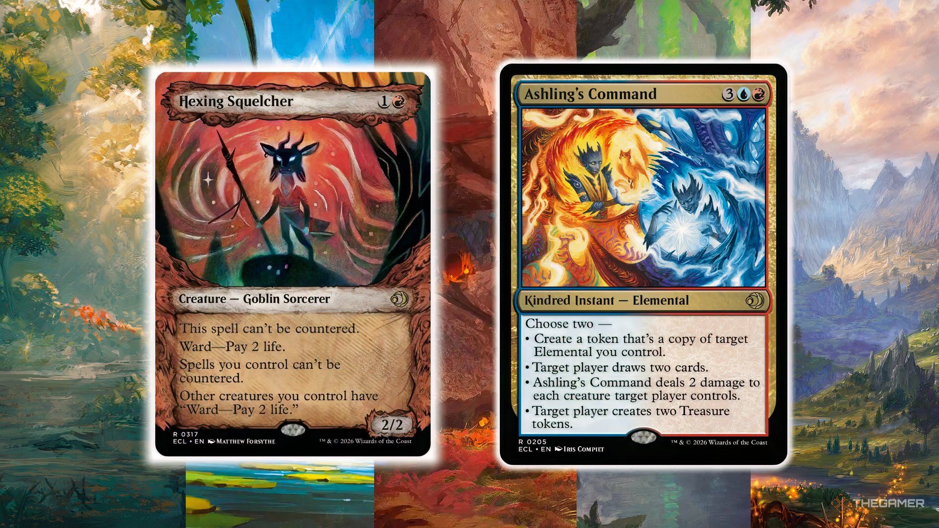 Lorwyn Eclipsed's Hexing Squelcher and Ashling's Command are the best MTG decks.