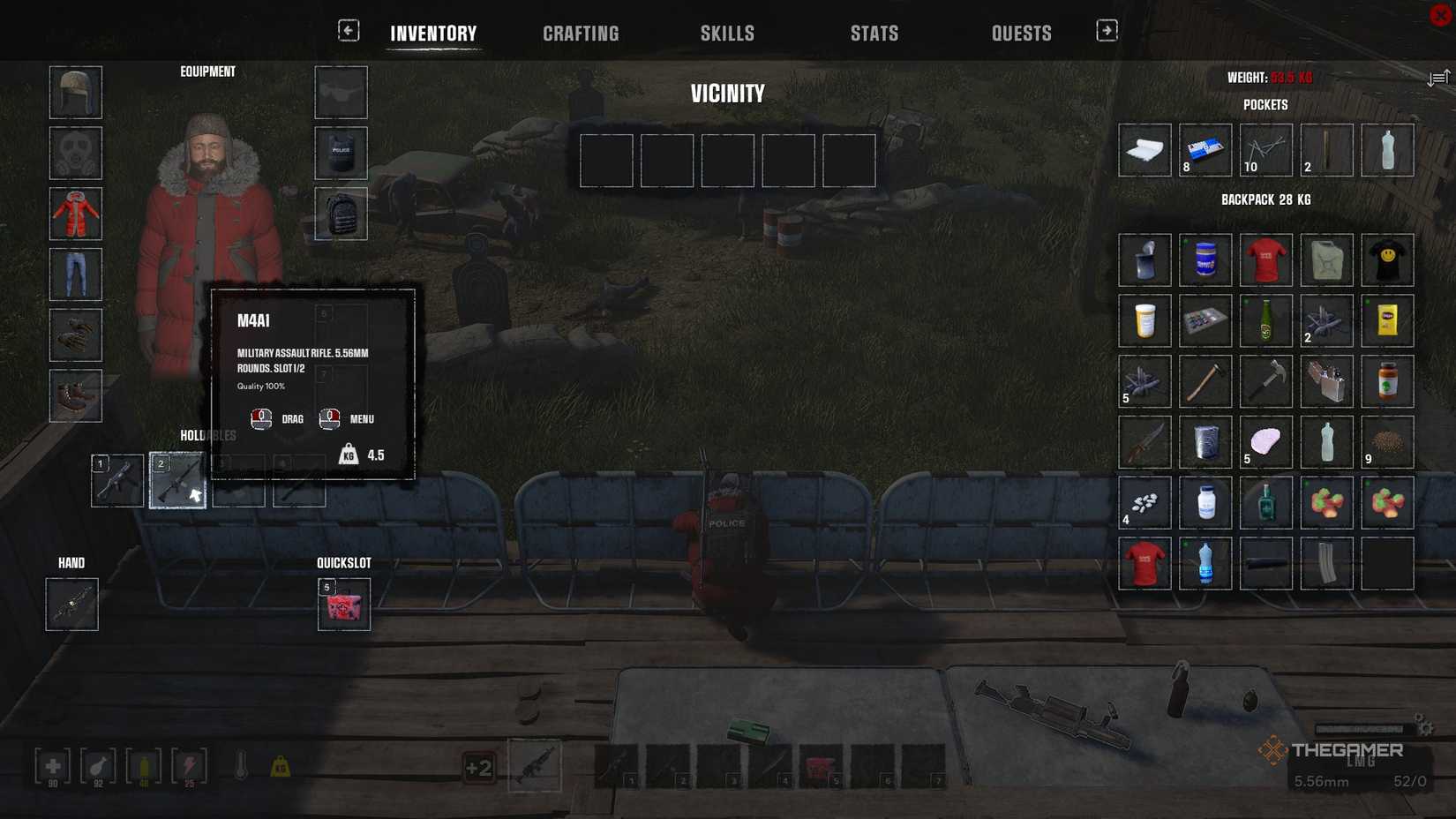 List tab showing M4A1 in HumanitZ.