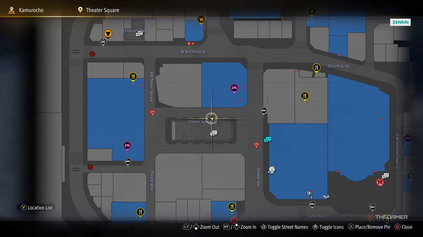 I1 Kamurocho locker key location on the map in Yakuza Kiwami 3.