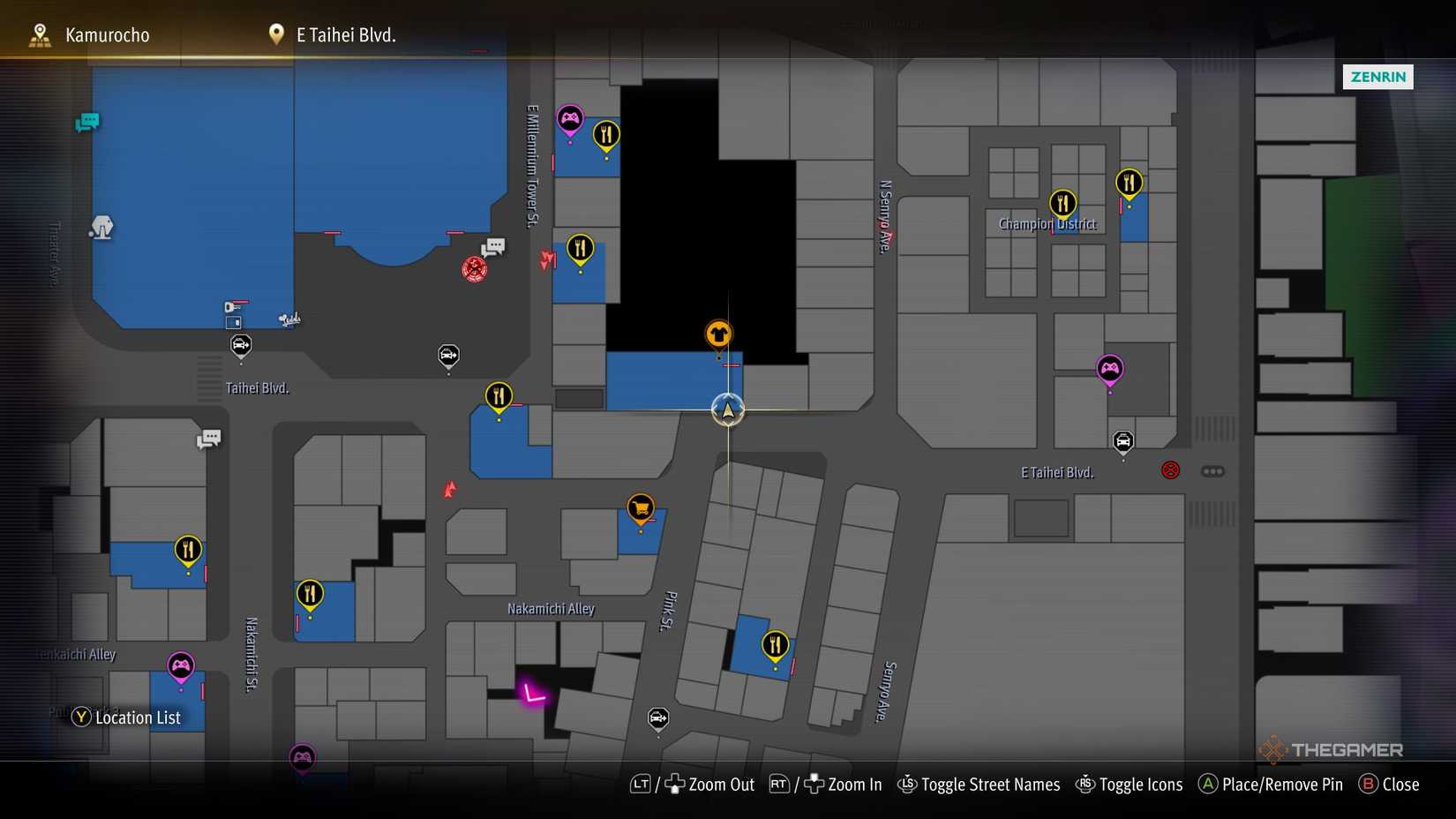 I2 Kamurocho locker key location on the map in Yakuza Kiwami 3.