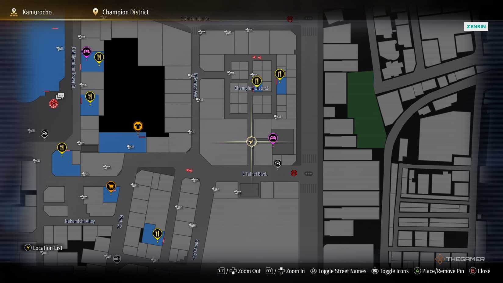 I5 Kamurocho locker key location on the map in Yakuza Kiwami 3.