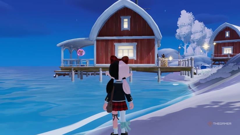 Pink bubbles on Heartopia's dock.