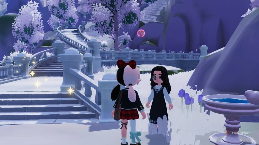 A pink bubble floating behind Li Zhen in Heartopia.