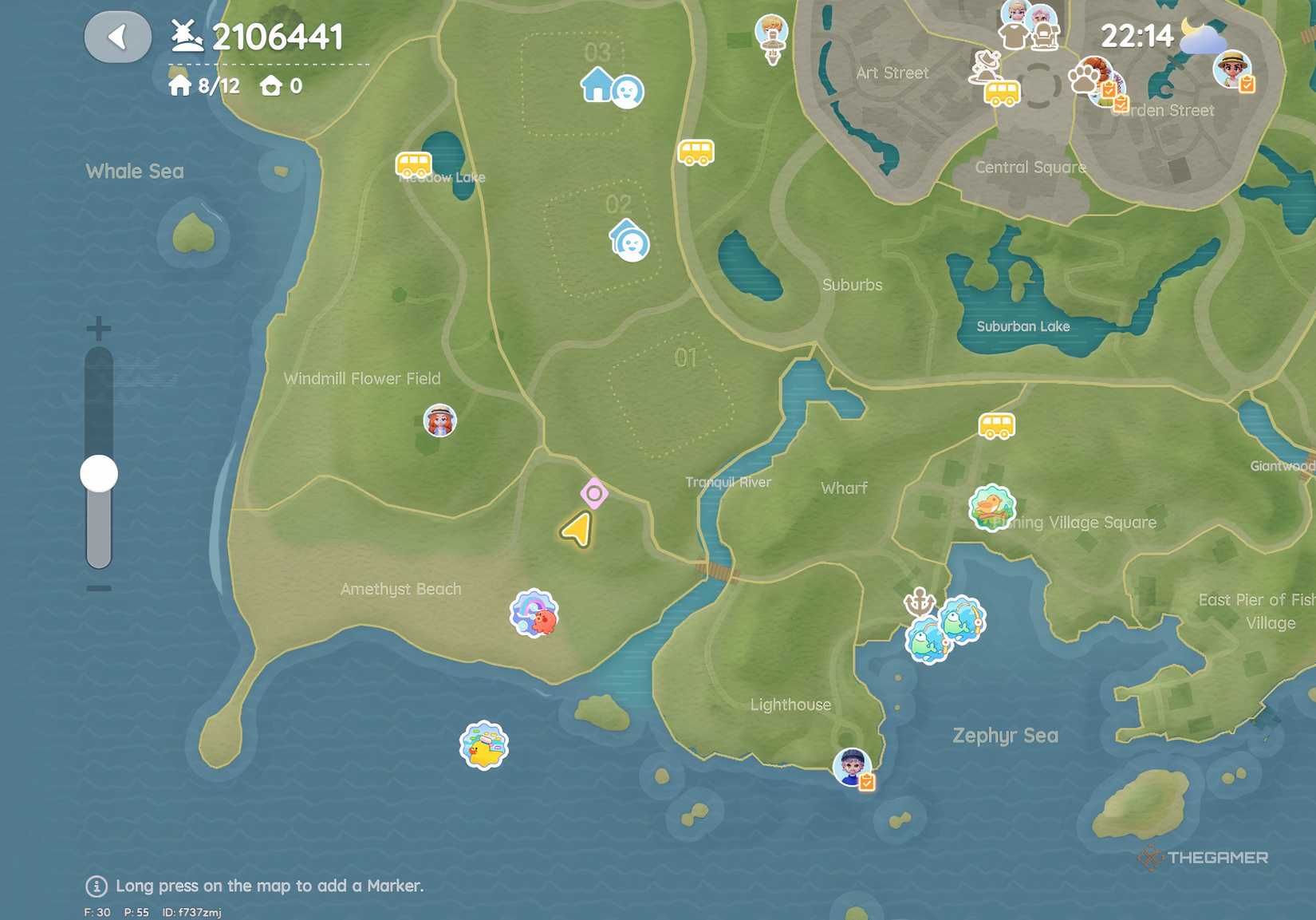 This is the map location of Pink Bubble 12 in Heartpia.