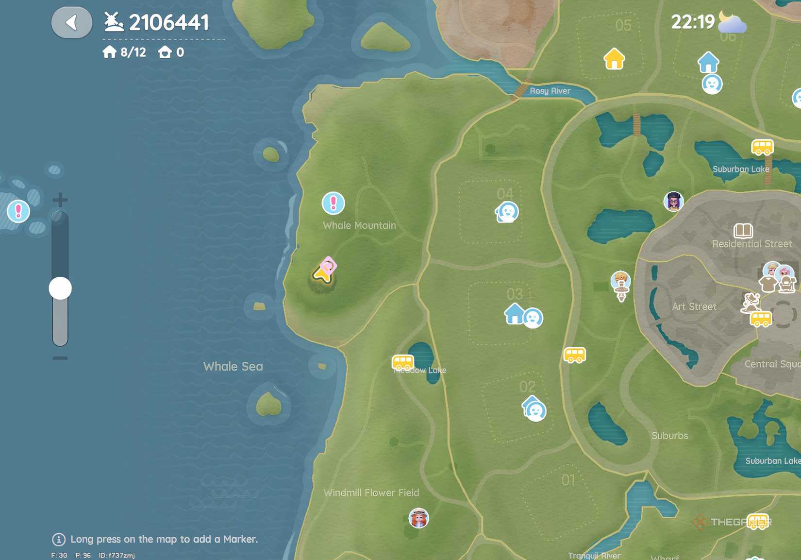 This is the map location of Pink Bubble 13 in Heartpia.