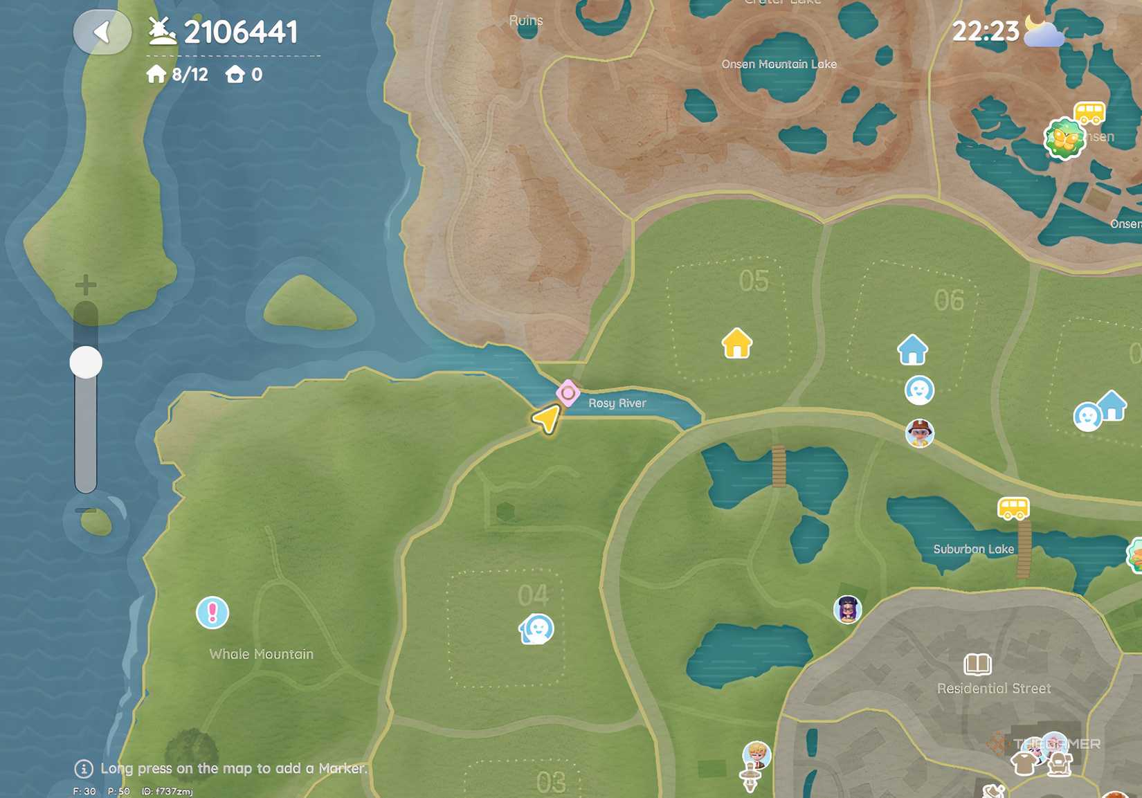 This is the map location of Pink Bubble 15 in Heartpia.