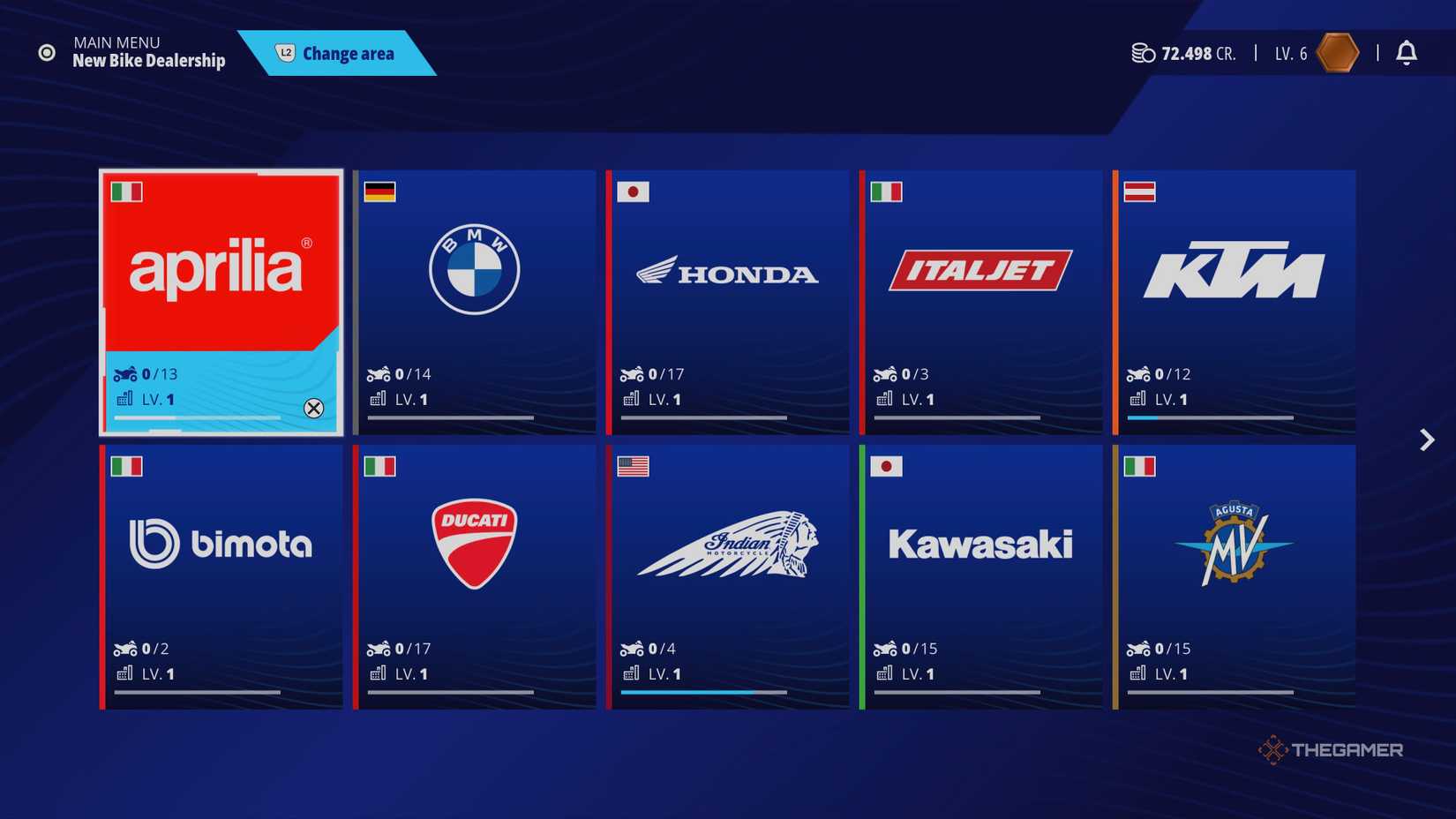 Available shops to purchase a bike from in Ride 6.