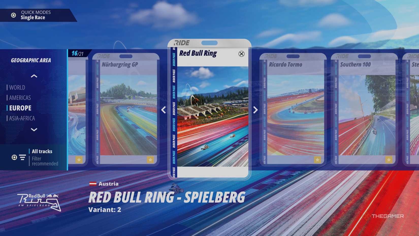 Selecting a course to race on in Ride 6.