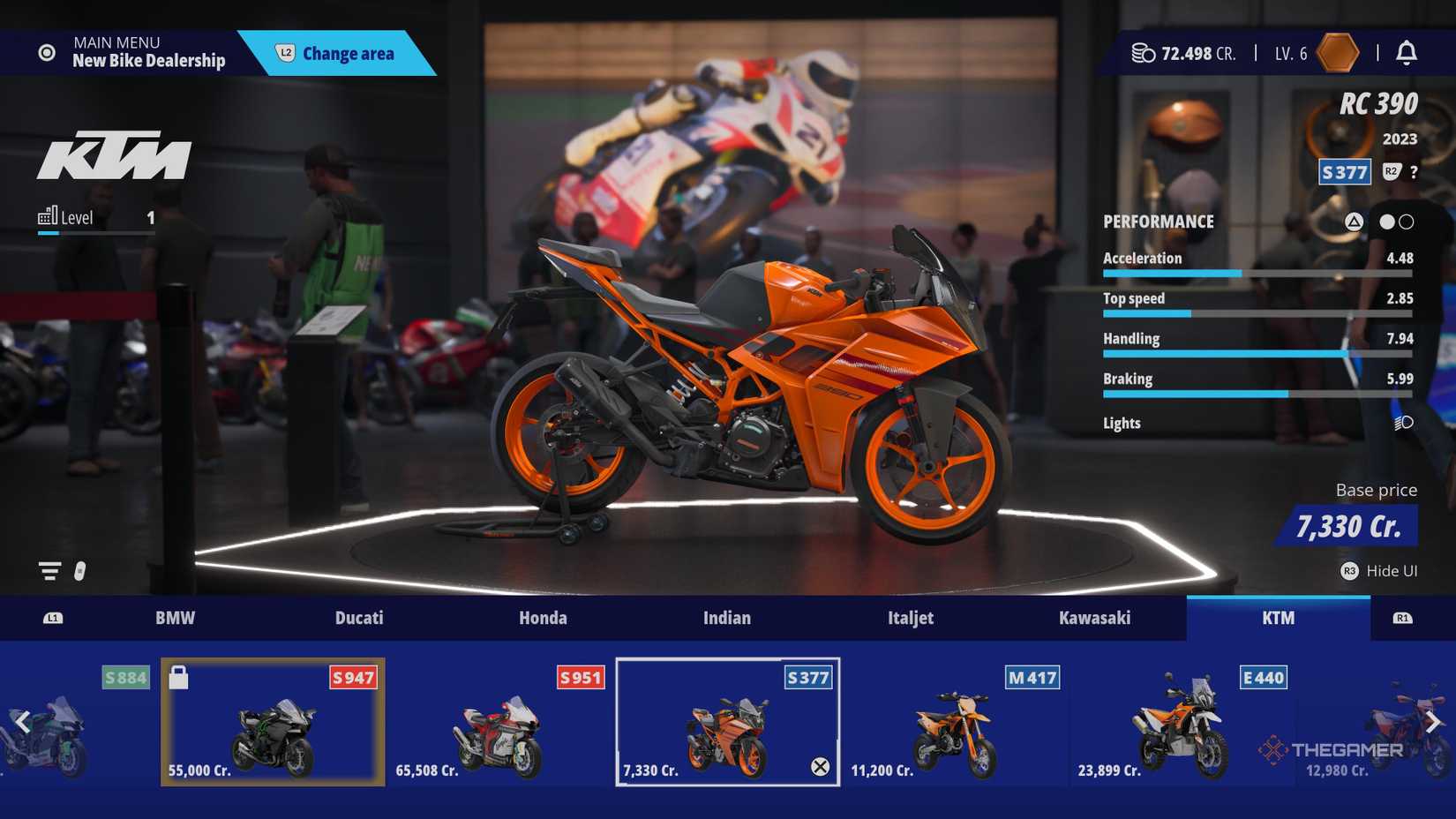 The KTM bike shop in Ride 6.