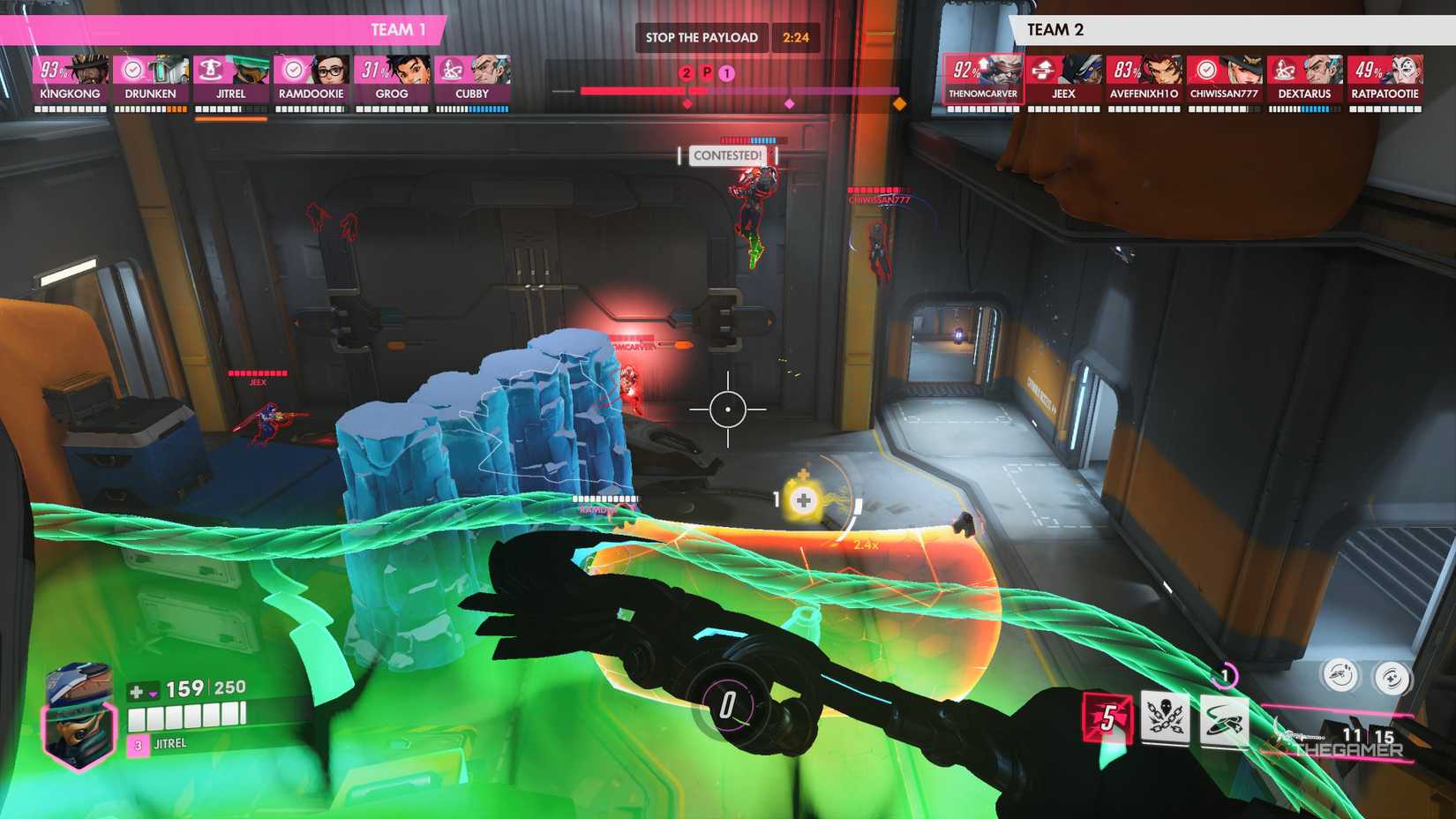 While Mizuki was using his ultimate, he got hit by another ultimate in Overwatch.
