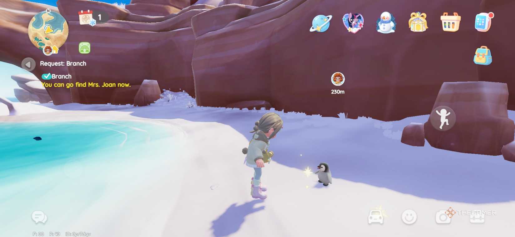 Interacting with a penguin in Heartopia.