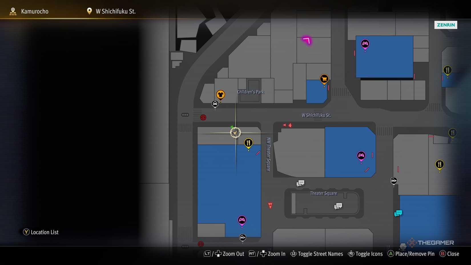 J1 Kamurocho locker key location on the map in Yakuza Kiwami 3.