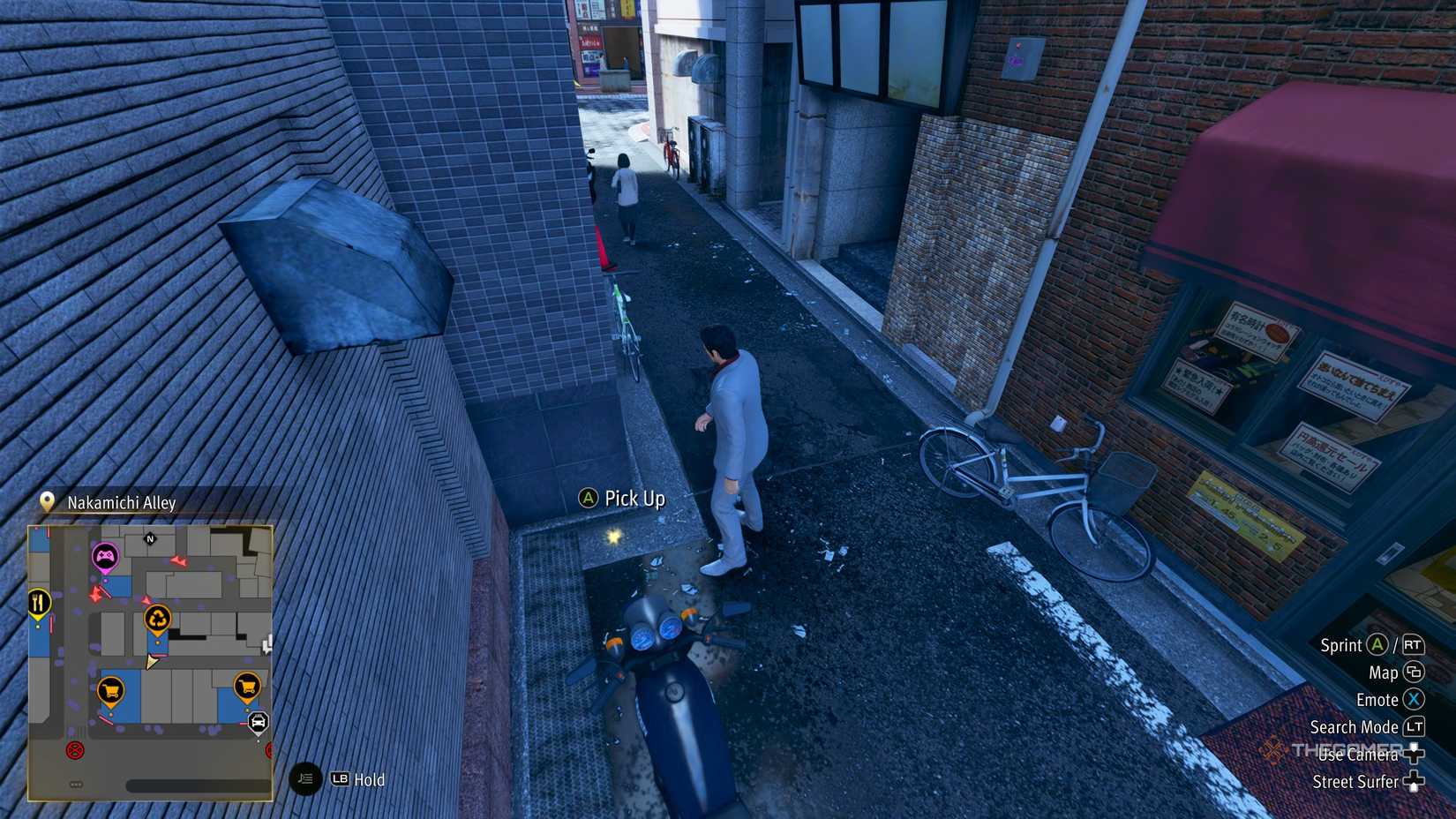 Kiryu next to the D4 Kamurocho locker key in Yakuza Kiwami 3.